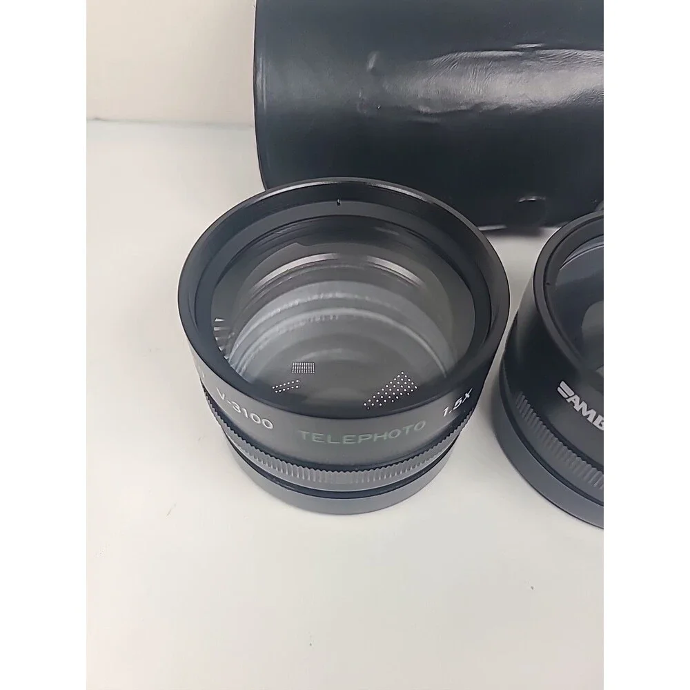 Set of 2 Ambico Video V-3100 Telephoto 1.5X & Wide Angle 0.5X Lenses W/case